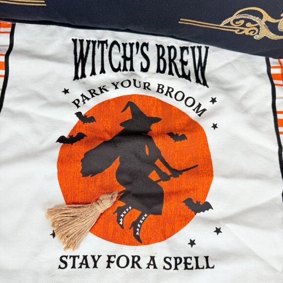 Halloween Home Decor Bundle Halloween Pillow Witch Placemats Spider Web & Witch - Picture 8 of 16